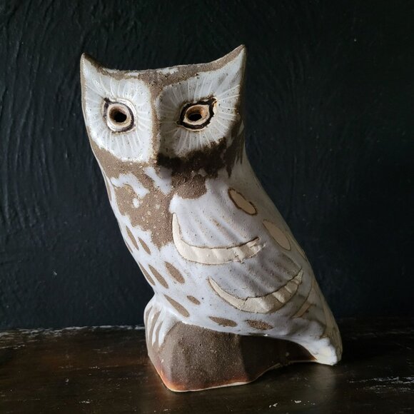 Vintage Andersen Design Maine Studio Pottery Screech Owl 7" Sculpture Figurine - Picture 1 of 7